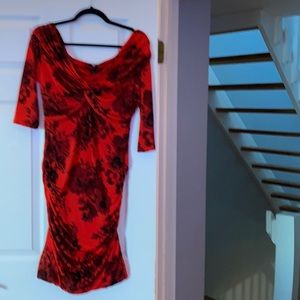 BOSTON PROPER sexy red 3/4 sleeve dress